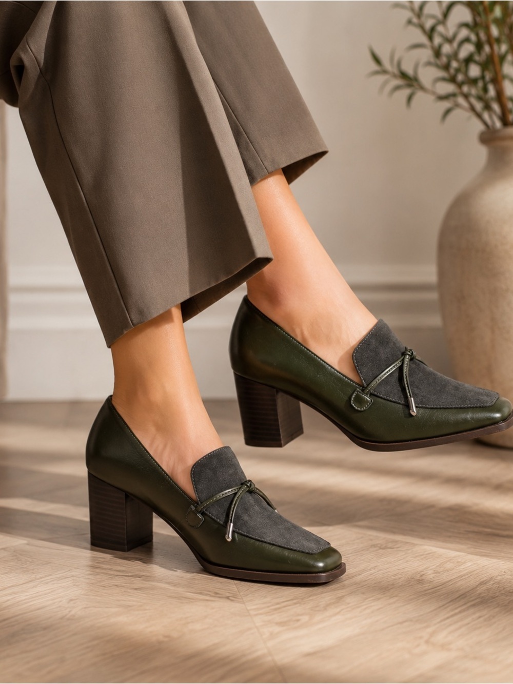Journee Collection Comfort Foam Crawford Pumps Olive Green NWT
